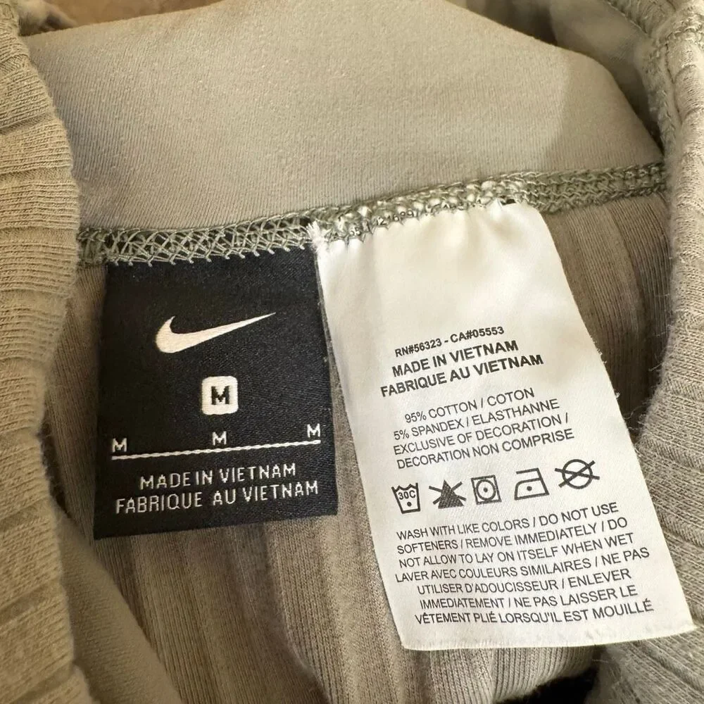 Nike Olive Green Wide Ribbed High Rise Split Hem Leggings Medium - Picture 5 of 10